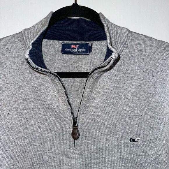 Vineyard Vines Men’s Heathered Gray Knit Quarter Zip Sweater XXL EUC - Picture 4 of 11